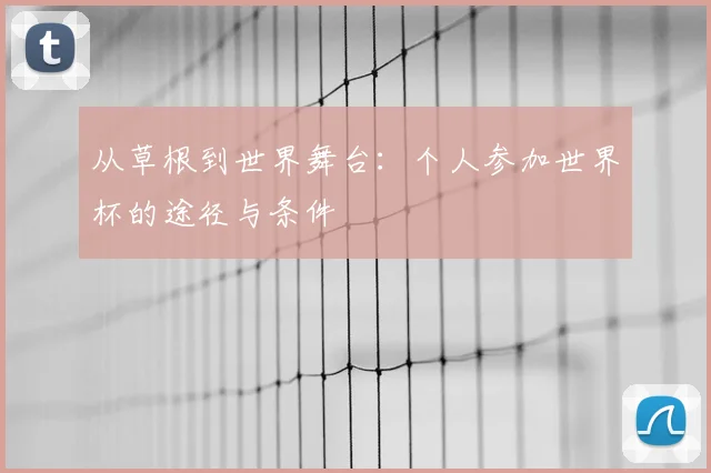 从草根到世界舞台：个人参加世界杯的途径与条件